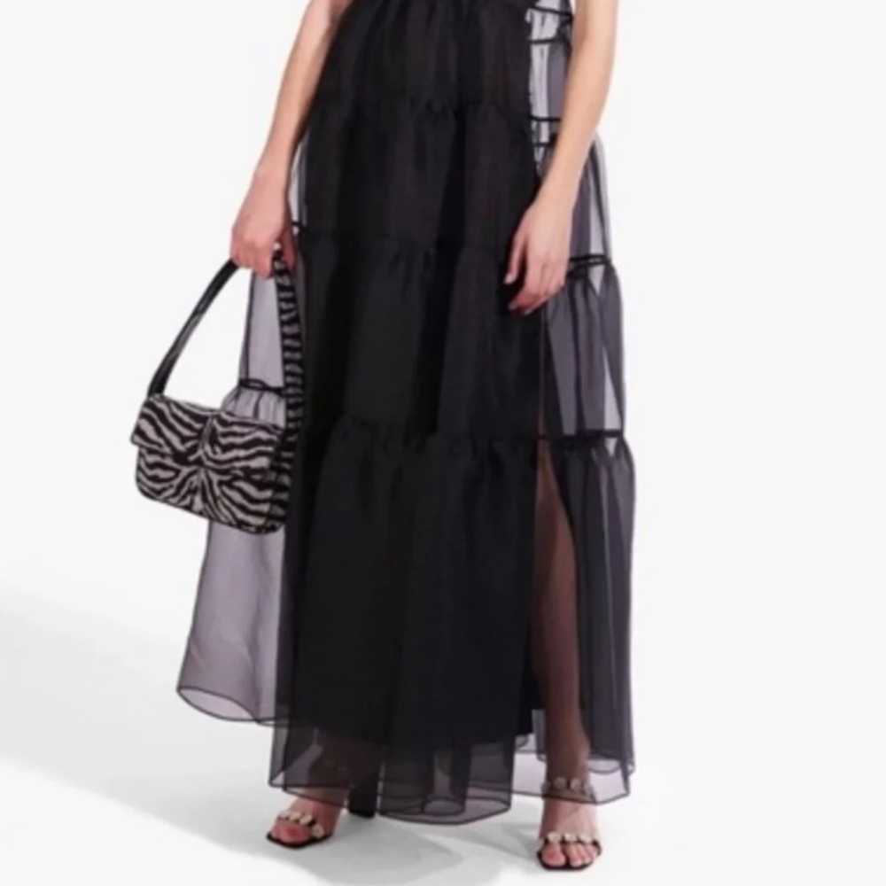 Staud Hyacinth Tiered Organza Overlay Maxi A-Line 2 Piece Dress Black NWT - Picture 5 of 9